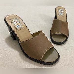 Vintage Candie's Brown Slide Heels